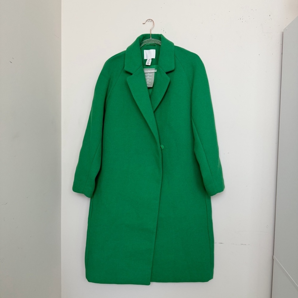 Green Single-Button Long Coat - Picture 10 of 16